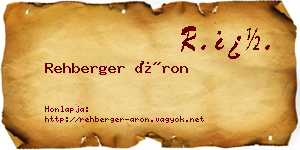 Rehberger Áron névjegykártya
